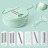 N / B 12-teiliges Gemüsehobel-Set, multifunktionaler Zerkleinerer für Küche, Mandoline, professioneller, verstellbarer Schäler, Lebensmittelschneider, Reibe für Küche mit B