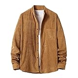 Hemd Herren Langarm Button Down Cordhemd Leichte Übergangsjacke aus Corduroy Regular Fit Langarm Herrenhemd Kord Langarmhemd Cord langärmlig Freizeithemd für M