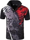 jeansian Herren Summer Sportswear Wicking Breathable Short Sleeve Quick Dry Polo T-Shirts Tops LSL252 Black L