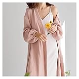 GHYUB Damen Bademantel Baumwolle Leicht Morgenmantel，Superweicher Damen-Bademantel, Einfarbiger Cardigan-Pyjama, Doppelte Gaze-Baumwolle, Lässig, Modisch, Zuhause, Pyjama, Damen-Baumw