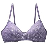 Swbreety Damen Ultra Dünner Bügel-BH Minimizer Spitze BH Ungefüttert Ungepolstert Übergröße BH 34B-52F, violett, 100D