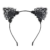 EROSPA® Katzen-Ohren Haarreif Spitze Lace - schwarz - Karneval Fasching Mottoparty