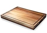 NIVEAU Großes Holz-Schneidebrett – Premium Dickes Akazienholz Metzgerblock Schneidebrett reversibel als Holz-Servierplatte / Käse / Charcuterie / Brot / Weideb