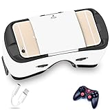 3D Brille, Virtual Reality Brille Headset Handy Augenschutz VR Brille für 3D Film und Spiele, Bluetooth Controller für iPhone 13 Pro Max/13 Pro/13/12/11, für Samsung Galaxy S21, Huawei, Xiaomi-S