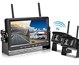 Podofo Digitales RüCkfahrkamera Kabellos FHD 1080p 2X RüCkfahrkameras Mit 7 Inch LCD Monitor IP69 wasserdichte RüCkfahrkamera Funk Kamera Set /Wohnmobil /Wohnwagen/LKW/B