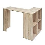 MEUBLE COSY Computer-Schreibtisch mit Ablage, Ecktisch in L-Form, große Arbeitsstation, PC, Gaming aus Holz, buchenholz, 90x60x75