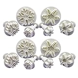 Ausstechformen Auswerfer Stempel Ausstechform Schneeflocken Ausstecher Fondant DIY 12 Stück Fondant Schokoladen Ausstechformen, Verwendet für Weihnachten Ostern, Modellierwerkzeug FüR Torten Dek