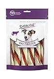 DOKAS Kau-Twister mit Rinderhaut, Entenherz & Entenbrustfilet – Getreidefreier Premium Snack für Hunde aus Rinderhaut und Ente – 1 x 200g