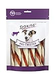 DOKAS Kau-Twister mit Rinderhaut, Entenherz & Entenbrustfilet – Getreidefreier Premium Snack für Hunde aus Rinderhaut und Ente – 1 x 200g