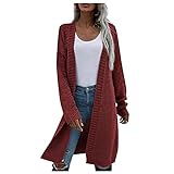 AGOUWUCHE Damen Strickjacke Langarm Offene Strickmantel Casual High Stretchy Cardigan Herbst Winter Strickcardigan Open Front Sweater Basic Lang Wollmantel Übergangsjack