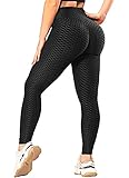 RIOJOY Damen Push Up Leggings - High Waist Anti Cellulite Leggins Scrunch Butt Po Lifting Sporthose Yogahose, Schwarz M
