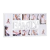 Relaxdays Bilderrahmen Familie, Fotorahmen für 10 Bilder, Collage Family zum Hinhängen, HxBxT: 36,5 x 72 x 2 cm, weiß