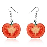 QXPDD Süße Früchte Ohrring Acryl Erdbeere Wassermelone Baumeln Ohrring Kreative Haken Ohrring Schmuck Geschenk für Frauen Mädchen,T