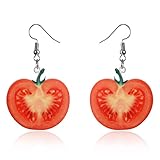 QXPDD Süße Früchte Ohrring Acryl Erdbeere Wassermelone Baumeln Ohrring Kreative Haken Ohrring Schmuck Geschenk für Frauen Mädchen,T