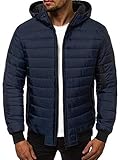 OZONEE Herren Winterjacke Jacke Winter Farbvarianten Warm Bomberjacke Steppjacke Wintermantel Kunstfell Daunenjacke Leichte Outdoor Puffer Jacket Gepolstert 777/5453K DUNKELBLAU L