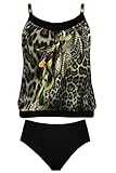 Ulla Popken Damen Größen, Animal Mix Tankini-Set, Multicolor, 46