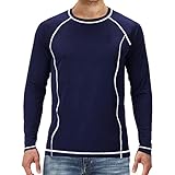Herren Leichtes UPF 50+ Langarm T-Shirt Outdoor Sonne UV Schutz T-Shirt Herren Rash Guard Shirt Einfarbig Streifen UV Sonnenschutz Top Schwimmen T-Shirt zum Laufen Surfen Wandern Sp
