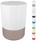 Spirella Design Kosmetikeimer Moji Bad Treteimer Schwingdeckeleimer Abfallbehälter mit Schwingdeckel 5 Liter mit Silikonboden Weiß/Taup