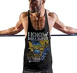 Stylotex Stringer Fitness Tank Top I Know My Limits Herren Gym Tshirts für Performance beim Training | Männer ärmellos | Funktionelle Sport Bekleidung, Farbe:schwarz, Größe:L