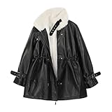 DIAOD Mantel Damen Lederjacke Herbst Winter Warm Plüsch Dicke Oberbekleidung Lämmer Wolle Kurzmäntel Weiblich (Color : A, Size : Mcode)