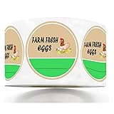 Farm Fresh Eggs Aufkleber, 5,1 cm, rund, frische Eier, Bauernmarkt-Verpackung, Bauernhof-Frischprodukte, Bauernhof-Fresh, Eierkarton-Beschriftung, Hobby Bauernhof-Aufkleber (500 Stück)