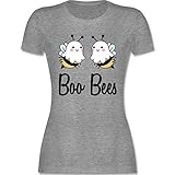 Halloween Outfit - Boo Bees - schwarz - M - Grau meliert - Tshirt Damen - L191 - Tailliertes Tshirt für Damen und Frauen T-S