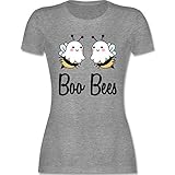 Halloween Outfit - Boo Bees - schwarz - M - Grau meliert - Tshirt Damen - L191 - Tailliertes Tshirt für Damen und Frauen T-S