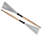 XDrum WTD-1S Wire Tap Drumstick Brushes kurz (Drumstick-Jazzbesen kombination, Besen und Sticks in einem, vielseitig einsetzbar, Gesamtlänge: 37cm, Besenspannweite: 6,5cm)