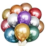 Luftballons Glänzende Metallic Luftballons Set, Helium Ballons 50 Stück Luftballons Bunt Satz von Metallic Luftballons in 8 Metallicfarben, Luftballons Gelten Geburtstag, Hochzeit,Vintag