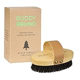 BUDDY BRUNO® Hundebürste Kurzhaar MADE IN GERMANY, 100% Naturborsten Striegel aus feinem Rosshaar & Messing für besonderen Glanz & Vitalität, Premium Fellbürste mit Massage-Effekt, FSC-B