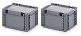 2x Eurobehälter 30 x 20 x 18,5 cm mit Scharnierdeckel inkl. gratis Zollstock 2er S
