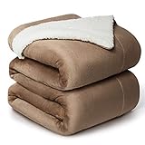 BEDSURE Decke Sofa Kuscheldecke Camel - warm Sherpa Sofaüberwurf Decke groß, Dicke Sofadecke Couchdecke, 220x240 cm XXL Wohndecke für C