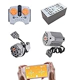 PLEX Technik Power Functions Set mit 1 Fernbedienung, 1 Lithium Akku, 2 Motoren, Kompatibel mit Lego T