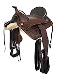 A&M Reitsport Baumloser Westernsattel Utah aus Büffelleder hoher Qualität Braun, Größe:16 Z