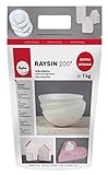 Rayher 3699000 Raysin 200 Gießpulver 1kg, Gießmasse weiß, Reliefgießpulver, lufthärtend und g