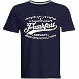 Frankfurt T-Shirt mit Breitengrad Längengrad Koordinaten GPS Stadt Souvenir Geschenk (Herren, Schwarz, Weiß, Navy), Farbe: Navy, Größe: 3XL