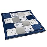 Baby Krabbeldecke Velvet spieldecke120x120 cm - PATCHWORK Laufgittereinlage Öko-Tex Automotiv Baumwolle mit Velvet und Waffelp