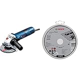 Bosch Professional Winkelschleifer GWS 7-125 (720 Watt, Scheiben-Ø: 125 mm) & 10 Stück Trennscheibe Standard für Inox Rapido WA 60 T BF (für Edelstahl, Ø 125 mm, gerade, Zubehör Winkelschleifer)