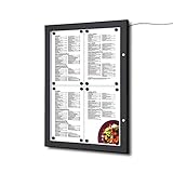 Schaukasten LED 4x A4 für Speisekarten beleuchtet, schwarz Alu Infokasten beleuchtet LED für Gastro Restaurant C