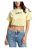 Tommy Hilfiger - Kurzarm-T-Shirt Drawstring Linear DW0DW11990 ZHH EN Farbe Gelb - Damen-T-Shirt, gelb, M