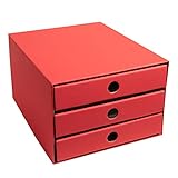 PresentFill® Schubladenbox Pappe - Rot - 100 % Recycling Karton - Made in Germany - Schubladenturm für DIN A4 Papierablage - stabil stapelbar - Büro Schreibtisch Organizer – Ablagebox -Ordnungsbox