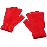 Hirolan Fingerlose Handschuhe Halber Finger FäUstlinge Winter Einfarbig Gestrickte Typing Handschuhe FüR Jungen Und MäDchen Knopf Fingerlose Handschuhe Winter Warm Strickhandschuhe W