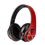 Funkkopfhörer Over-Ear Kabellose Kopfhörer On Ear Stereo Kabellos Kopfhörer für TV Fernseher PC Phone MP3 Neu (Rot Schwarz)