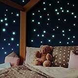 400 Leuchtsterne Kinderzimmer - selbstklebend [Kinderfreude garantiert] Sternenhimmel Aufkleber - Rückstandslos zu entfernen- inkl. Sternzeichenanleitung