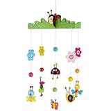 Bieco 3D Baby Mobile Ø ca. 26 cm | Edition Käferchen aus Holz | Mobile Baby Mädchen/Mobile Baby Junge | Babybett Spielzeug | Mobile Baby Holz | Geeignet Als Mobile Wickeltisch, Kinderbett, Wieg