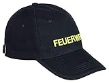 PACO Premium Feuerwehr Cap Basecap in robuster Arbeitskleidungs-Qualität marineblau mit FEUERWEHR Bestickung (Leuchtgelb)