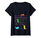 Damen Lustige Bunte Katzen Musiknote Musiker Kätzchen T-Shirt mit V