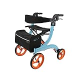 ZXMDP Rollator aus Aluminium mit 9,5' großen Rädern, Leichte Mobilitäts-Gehhilfe mit Sitz und Rückenlehne, Einfach zu Falten, für Senioren Erwachsene und B