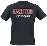 Led Zeppelin Herren Ledzeppelin_Logo & Symbols_Men_bl_ts: L T-Shirt, Schwarz (Black Black), Larg