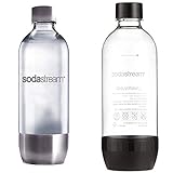 SodaStream - hochwertige 1 Liter PET Flasche mit Edelstahl Boden und Deckel - universal einsetzbar Wasser-Sprudlern mit Kunststoff Flasche BPA-FREI & 1L PET-Flasche, Schw